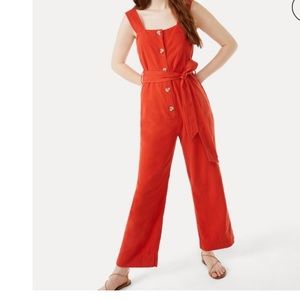 Free Assembly Orange linen blend jumpsuit